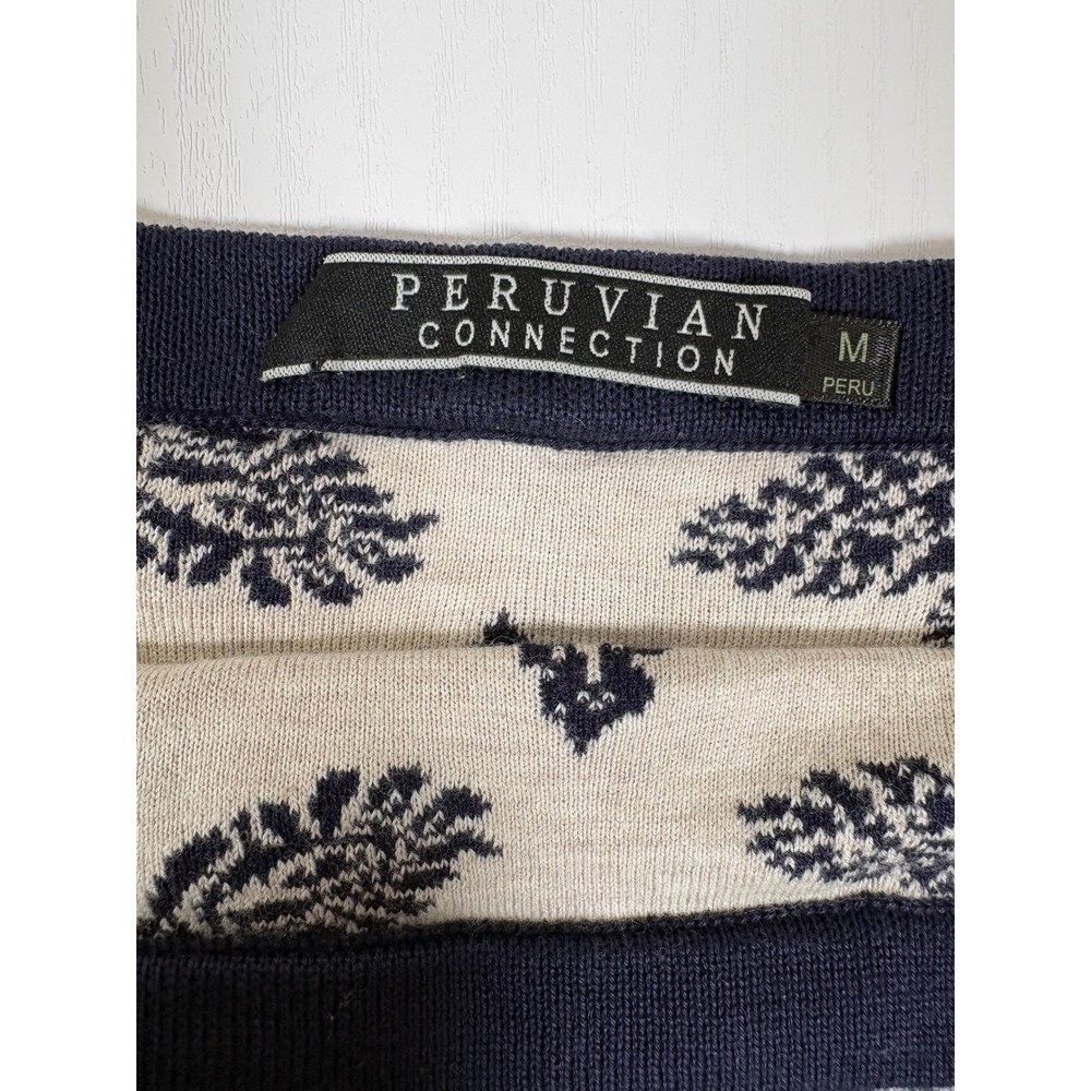 Peruvian Connection Maxi Skirt Anjali 100% Pima Cotton Floral Jacquard Blue M - Picture 3 of 11
